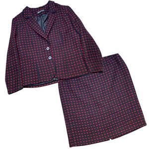 Elegant Red and Navy Women's Skirt Set